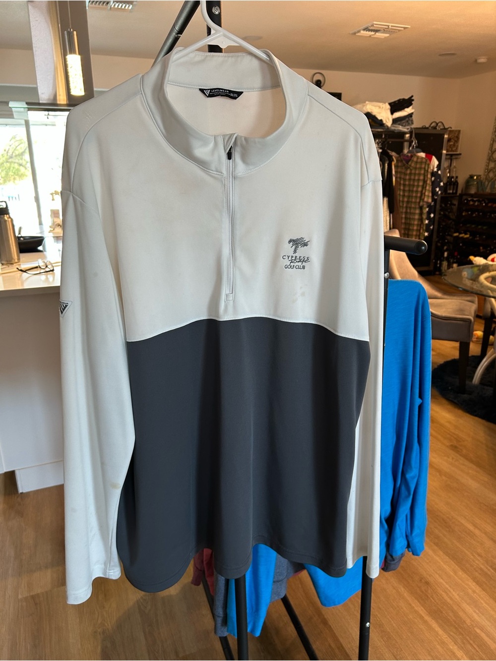 Cypress Golf Club Men's Two-Tone Quarter-Zip Swim Top - Light Gray/Charcoal